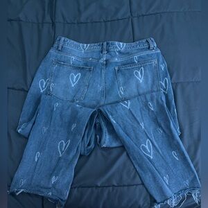 Jeans with hearts and beautiful fashion design it is very comfortable